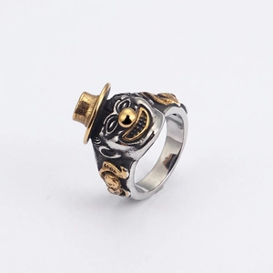 Vintage Joker Clown Face Ring Stainless Steel Gold Plated Punk Gothic Style Index Finger Band For Men Women