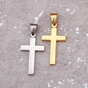Polished stainless steel cross pendants in silver and gold finish for necklaces