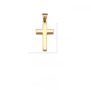 Polished 18K gold plated cross pendant with dimensions 36mm height and 20mm width