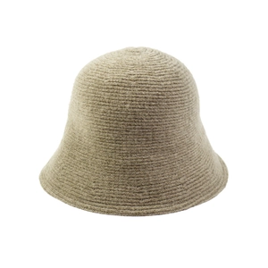 Cappello cloche in maglia beige da donna con trama a costine, copricapo invernale caldo