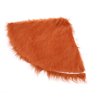 Detail view of plush orange-brown faux fur fabric texture for Christmas tree skirt