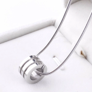 Minimalist Stainless Steel Cylindrical Pendant Necklace For Men Women Snake Chain Geometric Charm Necklace Jewelry Gift