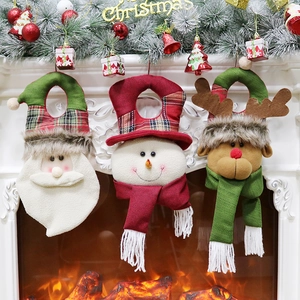 Christmas Door Hanging Decoration Santa Snowman Reindeer Non-woven Fabric Plush Ornament For Home Window Party Festive Decor