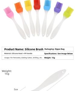 Detail view of colorful silicone pastry brushes with PP handles for BBQ and baking