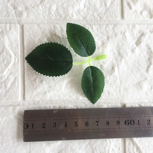Artificial silk rose leaves set with three-fork design for DIY floral arrangements