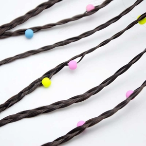 Kids colorful braided hair extensions with matte beads for party hairstyle decorations
