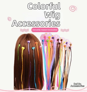 Detailed view of colorful braided hair extensions for kids with secure clip-on design