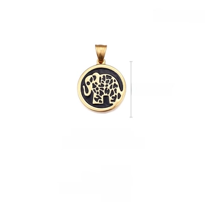 Detail shot of 18K gold plated elephant pendant showing 25mm width and 11g weight