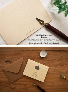 Detail showing vintage leaf pattern card with All The Best text and kraft envelope