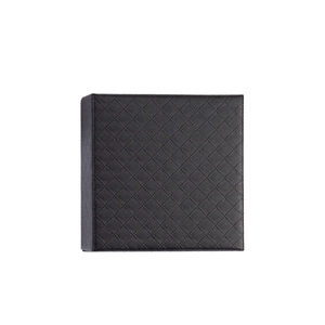 Elegant black square jewelry box with diamond quilted texture for rings and necklaces