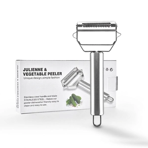 Stainless Steel Peeler And Julienne Shredder Dual Head Multifunctional Vegetable Fruit Cutter Tool With Hanging Hook