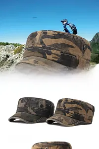 Detail of washed cotton camouflage military cap with breathable metal side eyelets