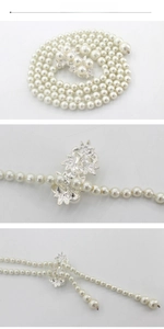 Détails de la chaîne de taille en perles multicouches avec boucles flocons strassés
