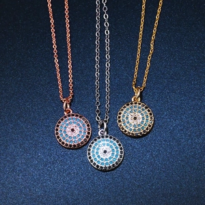 Boze Oog Hanger Ketting 18K Verguld Koper Rond Zirkonia Micro Ingelegd Bescherming Amulet Sieraden Voor Vrouwen