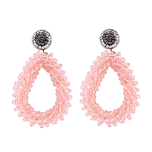 Bohemian roze kralen oorbellen met druppelontwerp en schitterende strass details