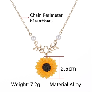 Détails du collier tournesol avec pendentif en alliage, perles et mesures précises