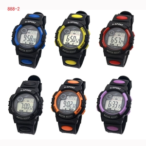 Digital sport watch for kids in six vibrant colors with waterproof and alarm functions