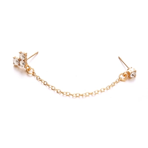 Minimalist gold chain earrings with sparkling diamonds and elegant zircon cross studs
