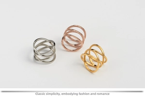 Three-piece set of bird's nest hollow rings in silver, gold and rose gold finishes