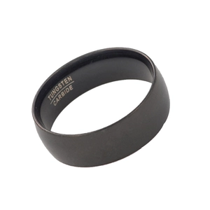 8mm matte black tungsten carbide ring with engraved inner band on white background