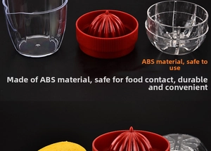 Three-in-one manual citrus juicer with transparent scale measuring cup and red reamer