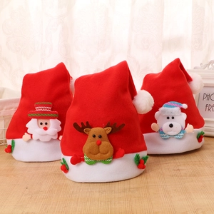 Kids Christmas Hat Soft Fleece Cartoon Santa Reindeer Snowman Pattern For Holiday Celebration Cute
