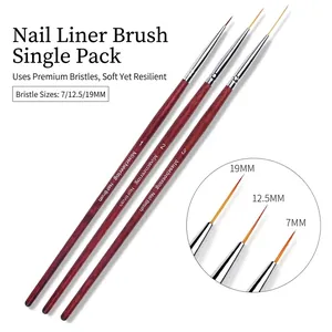 Nail Art Liner Brushes Wood Handle Professional Fine Detail Painting Drawing Manicure Tool Synthetic Fiber