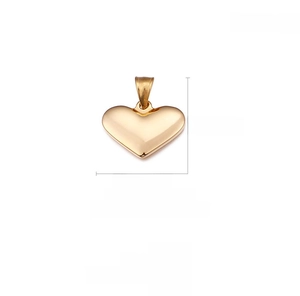 Detailed view of 18K gold plated heart pendant with 27mm width and 20mm height dimensions