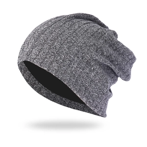 Sparkly dark grey slouchy beanie hat for men and women with warm knitted ribbed texture