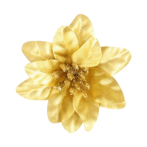 6cm gold glitter artificial poinsettia flower for Christmas tree and wreath decoration