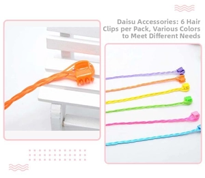 Set of 6 colorful braided hair extensions with clips for kids performance hair styling