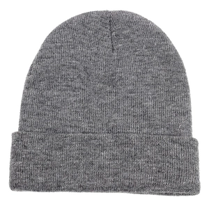 Classic heather grey knit beanie hat for winter warmth and outdoor skiing sports