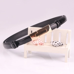 Women Thin PU Patent Leather Belt Adjustable Gold Alloy Buckle Versatile Fashion Candy Color Waistband For Dresses