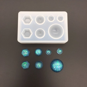 Molde de silicona para colgantes de resina con formas redondas y hexagonales