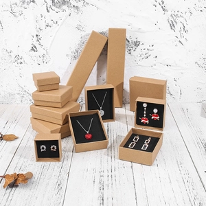 Classic dark brown kraft paper jewelry gift boxes for necklaces, rings and earrings