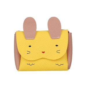 Cute yellow and pink rabbit mini crossbody bag in textured litchi pattern PU leather