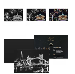 DIY City Scratch Art Kit with London Bridge design, 410x287mm paper and scratch tool