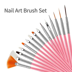 Professional Nail Art Brushes Painting Drawing Manicure Design Tools Plastic Handle Synthetic Fiber Bristles