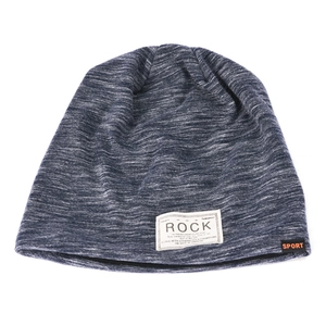 Slouchy knit beanie in heather blue with Rock square patch and Sport tag detail