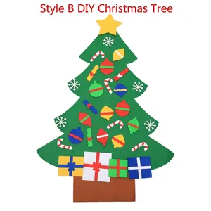 Style B DIY felt Christmas tree set for kids with colorful ornaments and gift boxes