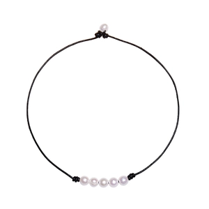 Handmade Natural Freshwater Pearl Choker Necklace Genuine Leather Cord Bohemian Fashion Jewelry For Women