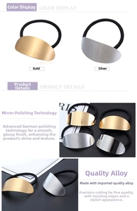 Close-up of polished metal hair ties in gold and silver showing mirror finish