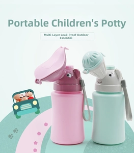 Portable leakproof children potty with cute elephant design and convenient gray lanyard