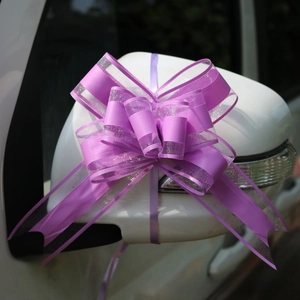Grande fiocco in chiffon viola per specchietti auto da sposa e decorazione regali