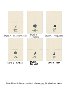 Detailed grid showing six vintage greeting cards with various botanical leaf illustrations