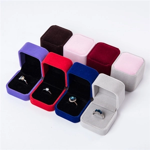 Velvet Jewelry Box Square Ring Box Portable Earring Storage Case For Engagement Wedding Proposal Multi Colors Small Velvet Box