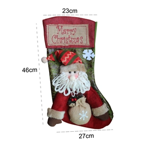 Detailed view of large 46cm Santa Claus Christmas stocking with size measurements