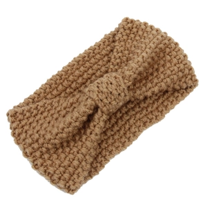Bohemian corn kernel knit headband in khaki camel color for winter warmth