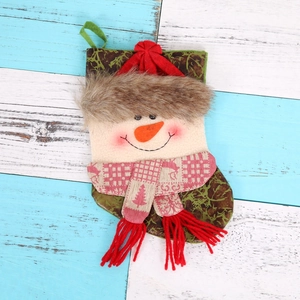 Mini Christmas stocking with snowman design for tree decoration and holiday gift bags