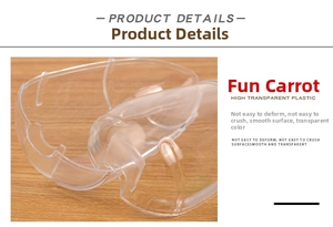 Detailed view of carrot-shaped plastic gift box featuring high-transparency smooth material